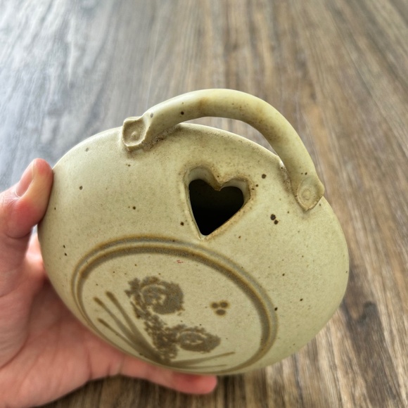 Studio Pottery Stem Flower Circular Wall Hanging Artist Signed - Picture 1 of 5